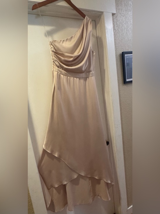 Tfnc London Dresses & Skirts - NWT TFNC London Delali One Shoulder Satin Maxi Dress Blush Champagne Size 10